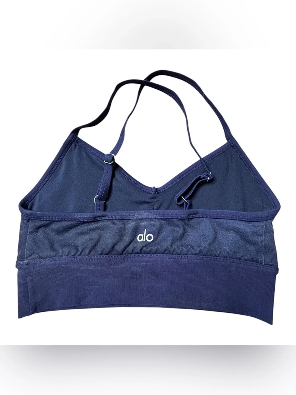 ALO Blue Feather-Print Sports Bra Size Small
